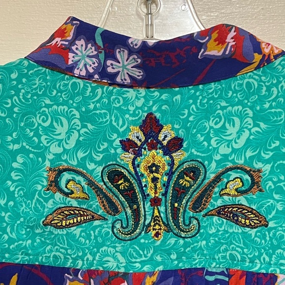 Soft Surroundings Hermosa Mixed Print Floral Embroidered Tunic Top Blouse PXL - Picture 5 of 9